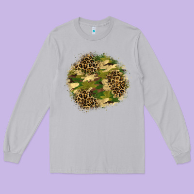 Camouflage And Leopard Patch  2 Long Sleeve Tee Designed By Bundleandbundleshop