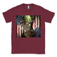Burgundy usa deer hunting woods Classic Tee - CowGirlArtShop