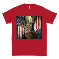 Red usa deer hunting woods Classic Tee - CowGirlArtShop