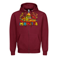 Burgundy mamita and sombrero with lime flowers Zipper Hoodie - AdoDesignShop