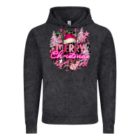 Vintage Black pink merry christmas Vintage Hoodie - FaDigitalArtStudio