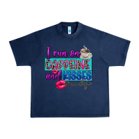 Navy I run on caffeine and kisses Urban Heavy Tee - FaDigitalArtStudio