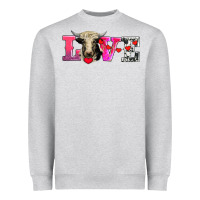 Heather Grey love with holstein cow Heavyweight Sweatshirt - AdoDesignShop