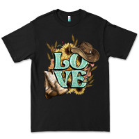 Black Love boots hat western Cowboy Premium Tee - HowdyJamesFarm