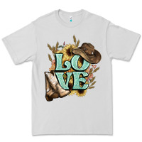 Dove Grey Love boots hat western Cowboy Premium Tee - HowdyJamesFarm