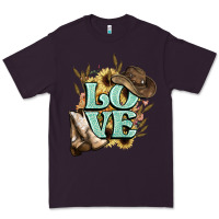 Plum Love boots hat western Cowboy Premium Tee - HowdyJamesFarm
