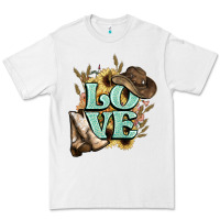 White Love boots hat western Cowboy Premium Tee - HowdyJamesFarm