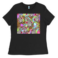 Black Easter bunnys eggs Ladies Tee - OliviaCreatesArt