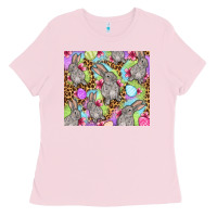 Bubblegum Pink Easter bunnys eggs Ladies Tee - OliviaCreatesArt