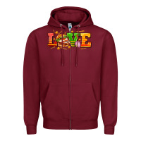 Burgundy love with hamburger Zipper Hoodie - AdoDesignShop