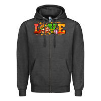 Charcoal Heather love with hamburger Zipper Hoodie - AdoDesignShop