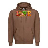 Chestnut love with hamburger Zipper Hoodie - AdoDesignShop