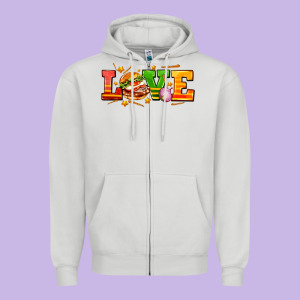 Love With Hamburger Zipper Hoodie Designed By Adodesignshop