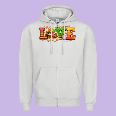 Love With Hamburger Zipper Hoodie Designed By Adodesignshop
