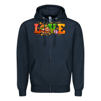 Navy love with hamburger Zipper Hoodie - AdoDesignShop