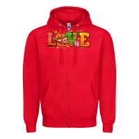 Red love with hamburger Zipper Hoodie - AdoDesignShop