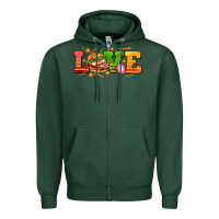 Sports Green love with hamburger Zipper Hoodie - AdoDesignShop
