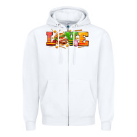 White love with hamburger Zipper Hoodie - AdoDesignShop
