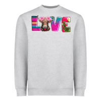 Heather Grey love with braunvieh cow Heavyweight Sweatshirt - AdoDesignShop