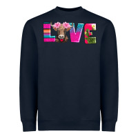 Navy love with braunvieh cow Heavyweight Sweatshirt - AdoDesignShop