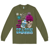 Army Green tis the season winter skull Long Sleeve Tee - FaDigitalArtStudio