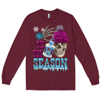 Burgundy tis the season winter skull Long Sleeve Tee - FaDigitalArtStudio