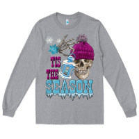 Heather Grey tis the season winter skull Long Sleeve Tee - FaDigitalArtStudio