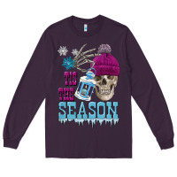 Plum tis the season winter skull Long Sleeve Tee - FaDigitalArtStudio
