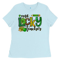Baby Blue St. Patrick's One lucky Teacher Ladies Tee - OliviaCreatesArt