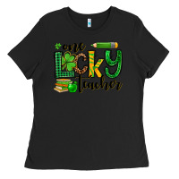 Black St. Patrick's One lucky Teacher Ladies Tee - OliviaCreatesArt