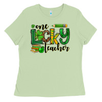 Matcha St. Patrick's One lucky Teacher Ladies Tee - OliviaCreatesArt
