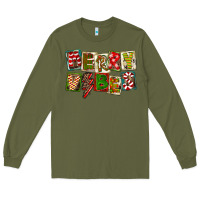 Army Green Merry Vibes Long Sleeve Tee - FaDigitalArtStudio