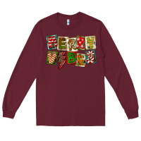 Burgundy Merry Vibes Long Sleeve Tee - FaDigitalArtStudio
