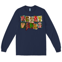 Navy Merry Vibes Long Sleeve Tee - FaDigitalArtStudio