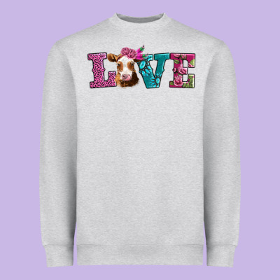 Love With Guernsey Cow Heavyweight Sweatshirt Designed By Adodesignshop