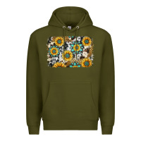 Army Green gemstone sunflower cowhide background Premium Hoodie - Jasminsmagicworld