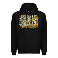 Black gemstone sunflower cowhide background Premium Hoodie - Jasminsmagicworld