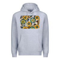 Heather Grey gemstone sunflower cowhide background Premium Hoodie - Jasminsmagicworld