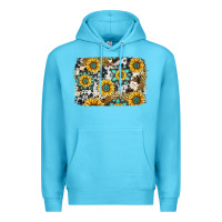 Ocean Blue gemstone sunflower cowhide background Premium Hoodie - Jasminsmagicworld