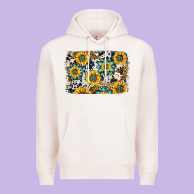 Gemstone Sunflower Cowhide Background Premium Hoodie Designed By Jasminsmagicworld