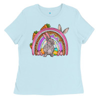 Baby Blue Easter rainbow Ladies Tee - OliviaCreatesArt