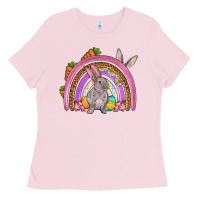 Bubblegum Pink Easter rainbow Ladies Tee - OliviaCreatesArt