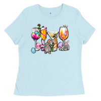 Baby Blue Easter wine glasses Ladies Tee - OliviaCreatesArt