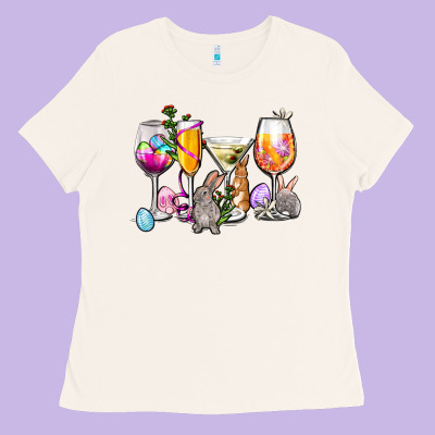 Easter Wine Glasses Ladies Tee Designed By Oliviacreatesart