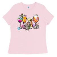 Bubblegum Pink Easter wine glasses Ladies Tee - OliviaCreatesArt