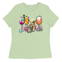 Matcha Easter wine glasses Ladies Tee - OliviaCreatesArt