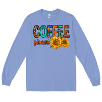 Colony Blue coffee please western doodle letters Long Sleeve Tee - FaDigitalArtStudio