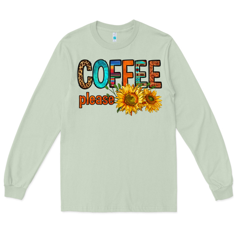 Coffee Please Western Doodle Letters Long Sleeve Tee by FaDigitalArtStudio | Teevron