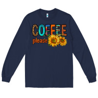 Navy coffee please western doodle letters Long Sleeve Tee - FaDigitalArtStudio