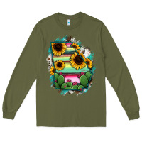 Army Green Georgia Map Sunflower Cactus Serape Long Sleeve Tee - RanaPortraitStore
